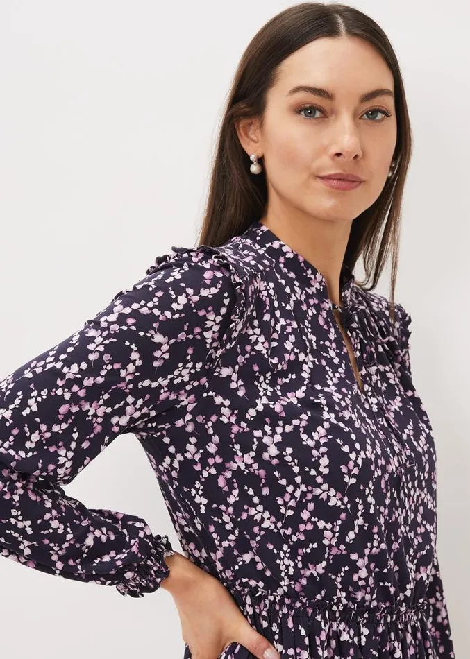 Shay Floral Midi Dress Purplepink Women Phase Eight Dresses