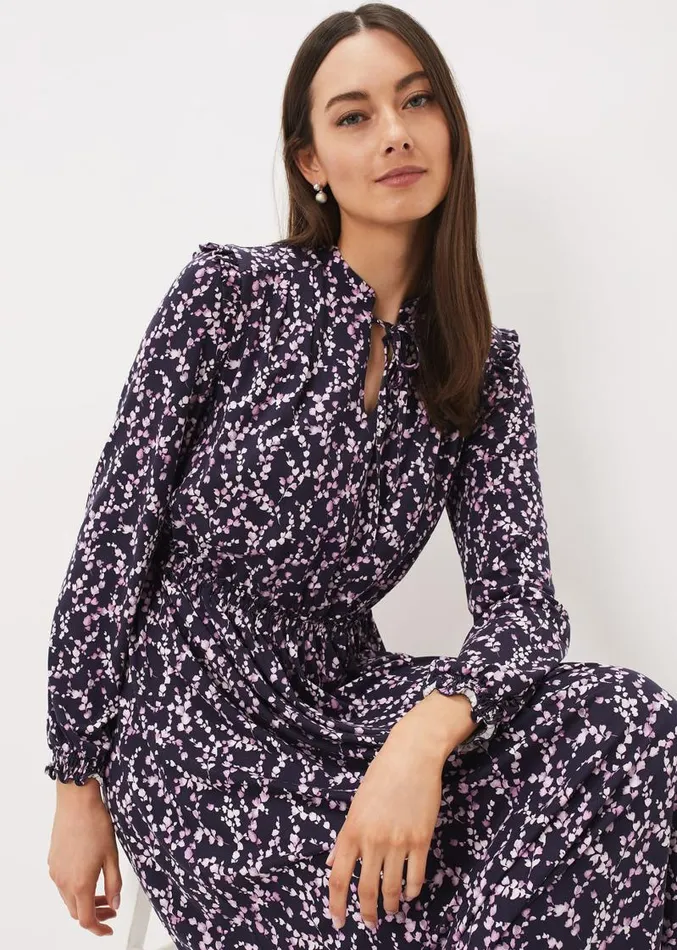 Shay Floral Midi Dress Purplepink Women Phase Eight Dresses