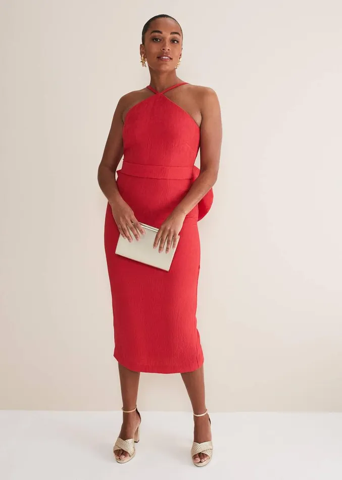 Sherani Bodycon Midi Dress Red Women Phase Eight Dresses