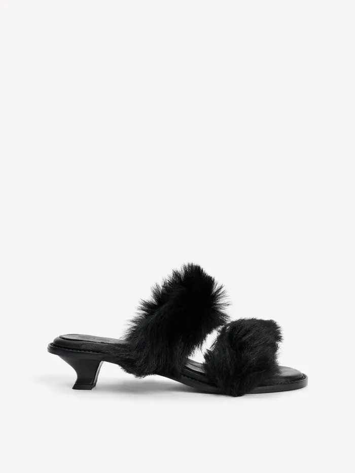 Shoes Women By Malene Birger Tianna Shearling Sandals Black