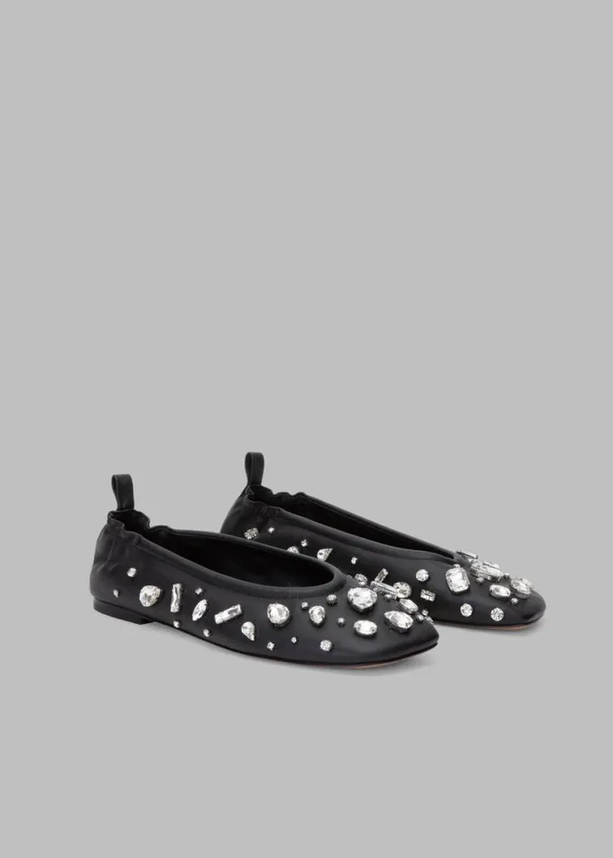Shoes Women The Frankie Shop 31 Phillip Lim ID Stretch Back Ballet Flat With Gem Embroidery 8211 Black