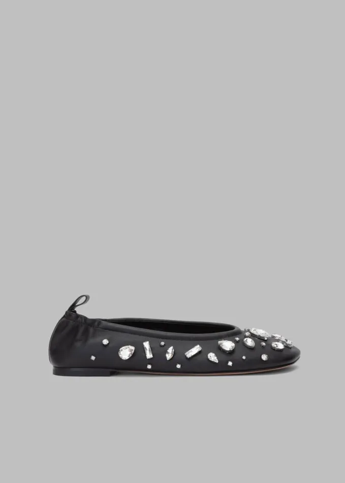 Shoes Women The Frankie Shop 31 Phillip Lim ID Stretch Back Ballet Flat With Gem Embroidery 8211 Black