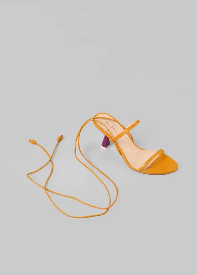 Shoes Women The Frankie Shop Alohas Kendra Leather Sandals 8211 Bicolor Yellow Purple