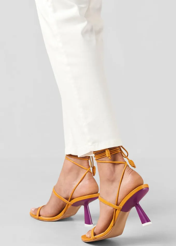 Shoes Women The Frankie Shop Alohas Kendra Leather Sandals 8211 Bicolor Yellow Purple