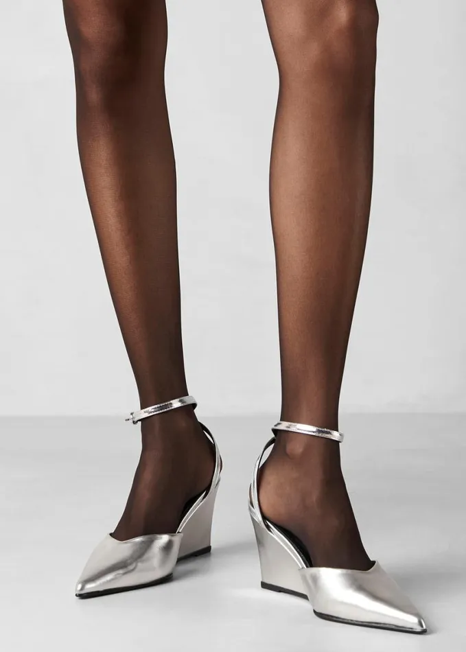 Shoes Women The Frankie Shop Alohas Polly Shimmer Leather Pumps 8211 Silver
