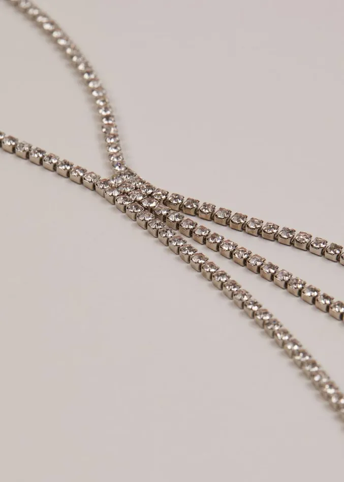 Short Sparkly Lariat Necklace Silver Women Phase Eight Jewellery