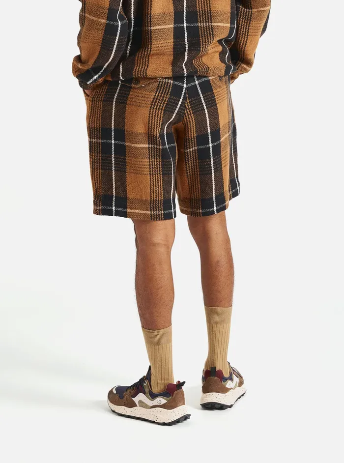 Shorts Men Universal Works Universal Works Pleated Track Short In Brown Earth Ii Check