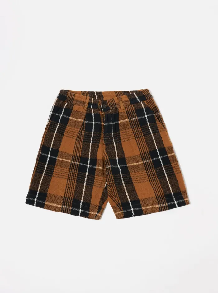 Shorts Men Universal Works Universal Works Pleated Track Short In Brown Earth Ii Check