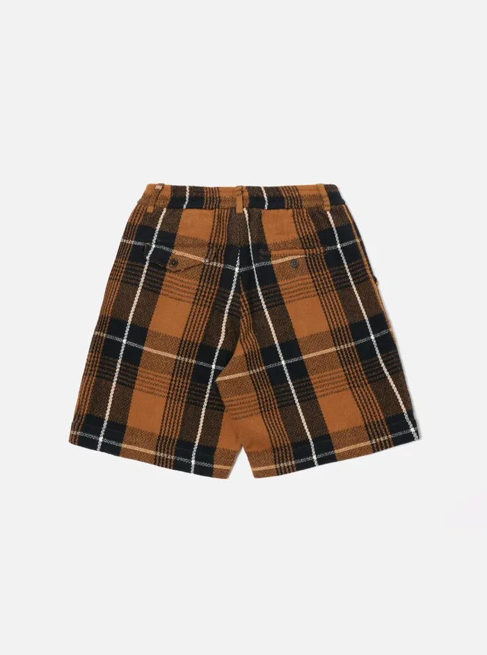 Shorts Men Universal Works Universal Works Pleated Track Short In Brown Earth Ii Check