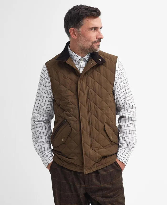 Shoveler Gilet Dk Olive Men Barbour Gilets and Liners