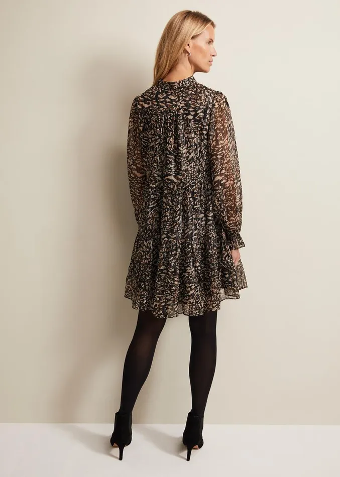 Shreya Leopard Swing Mini Dress Neutral Women Phase Eight Dresses