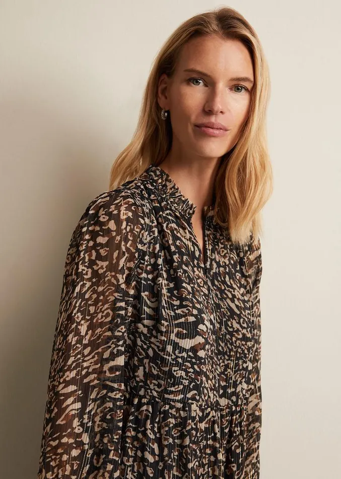 Shreya Leopard Swing Mini Dress Neutral Women Phase Eight Dresses