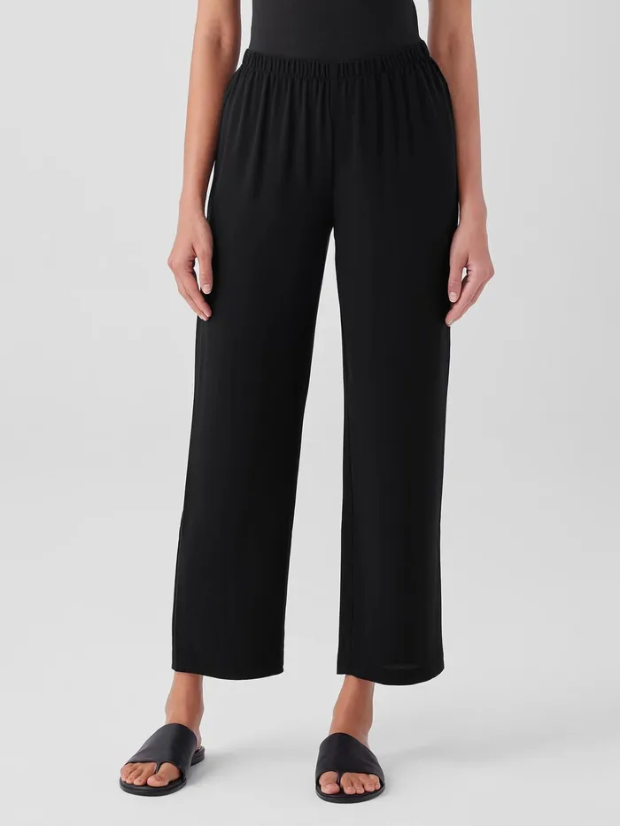 Silk Georgette Crepe Straight Pant Black Women Eileen Fisher Pants Shorts and Jumpsuits