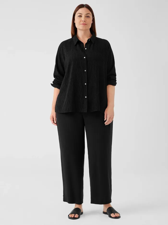 Silk Georgette Crepe Straight Pant Black Women Eileen Fisher Pants Shorts and Jumpsuits