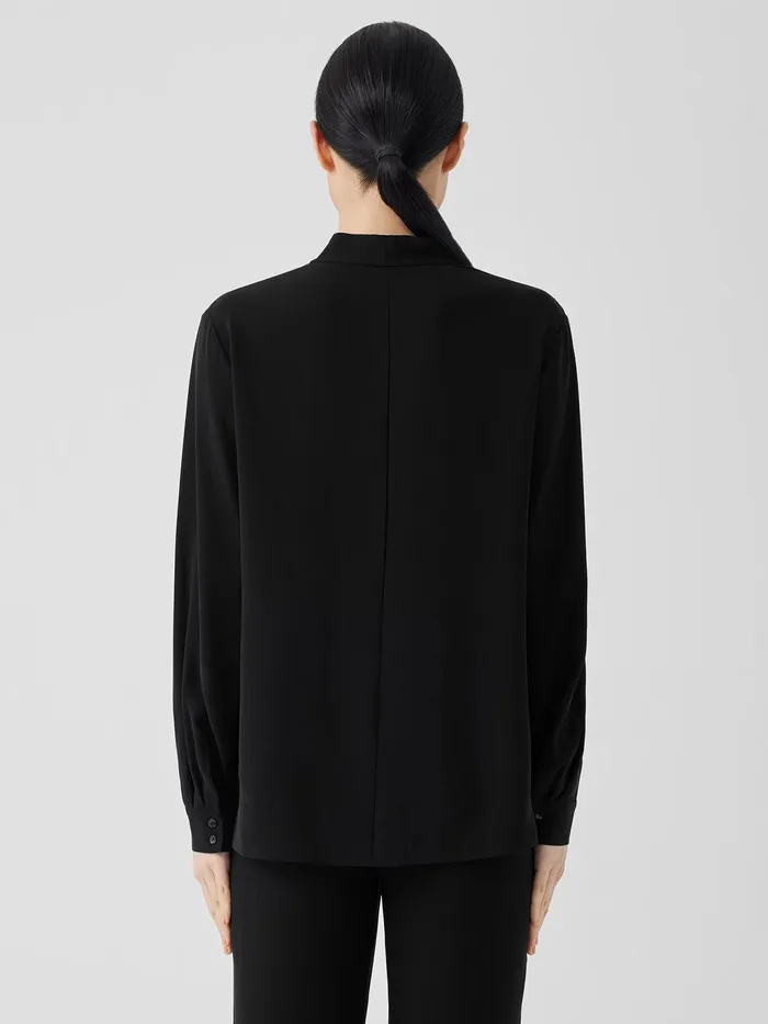 Silk Georgette Crepe VNeck Top Black Women Eileen Fisher Tops and Tees