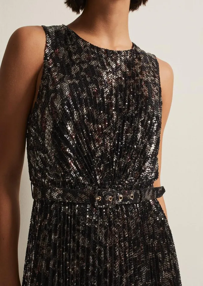 Simara Leopard Sequin Pleated Midi Dress Multicoloured Women Phase Eight Dresses Simara Leopard Sequin Pleated Midi Dress Multicoloured Women Phase Eight Dresses