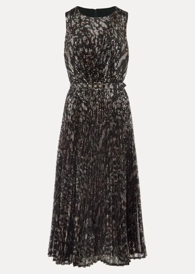 Simara Leopard Sequin Pleated Midi Dress Multicoloured Women Phase Eight Dresses Simara Leopard Sequin Pleated Midi Dress Multicoloured Women Phase Eight Dresses