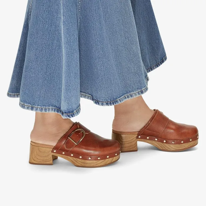 Sivanne Sun Tan Leather Women Clarks Clogs and Mules