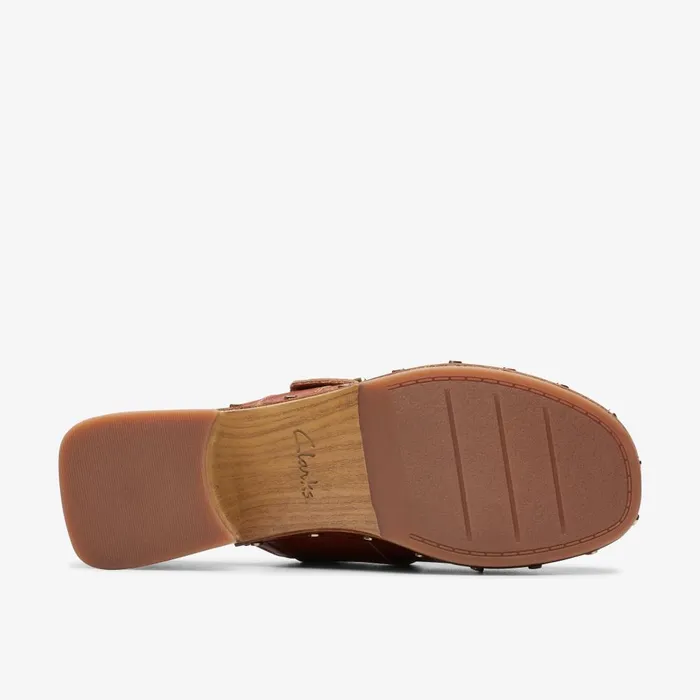 Sivanne Sun Tan Leather Women Clarks Clogs and Mules