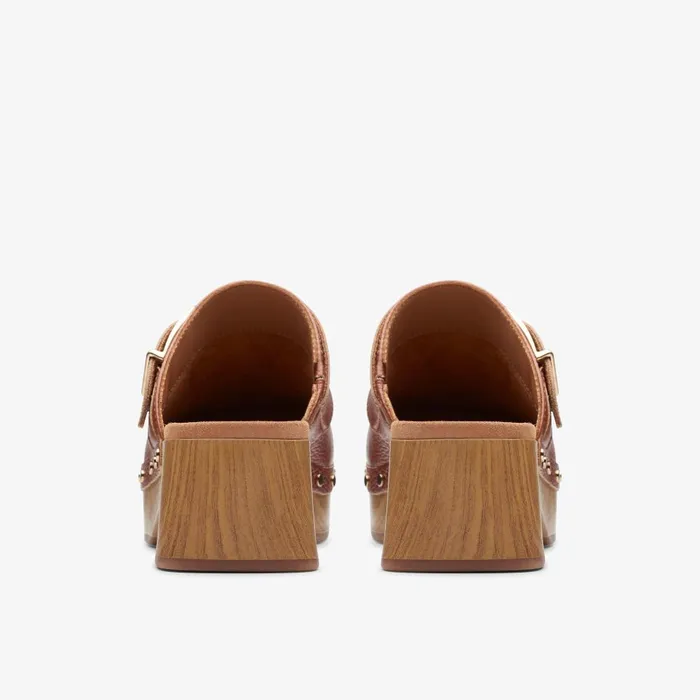Sivanne Sun Tan Leather Women Clarks Clogs and Mules
