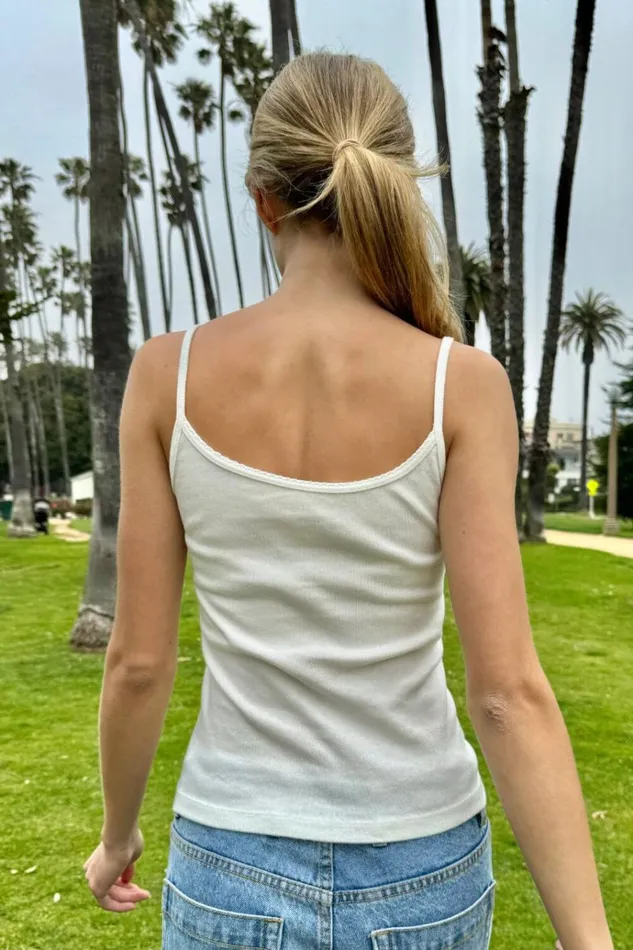 Skylar Scalloped Tank White Women Brandy Melville Tops
