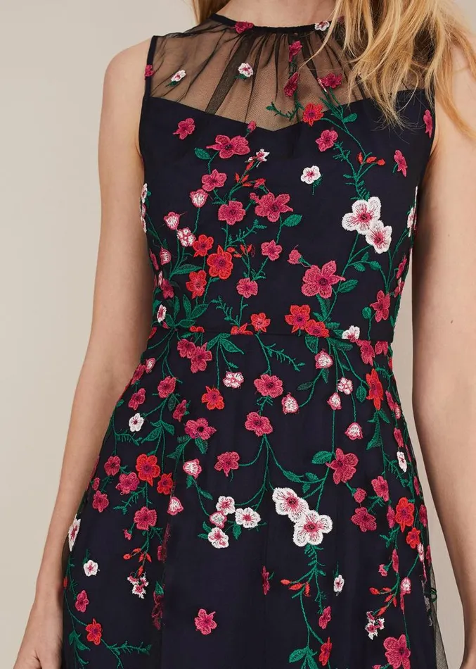 Sloane Mesh Ditsy Floral Dress Navymulti Women Phase Eight Dresses