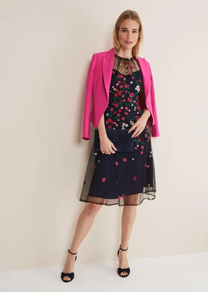 Sloane Mesh Ditsy Floral Dress Navymulti Women Phase Eight Dresses