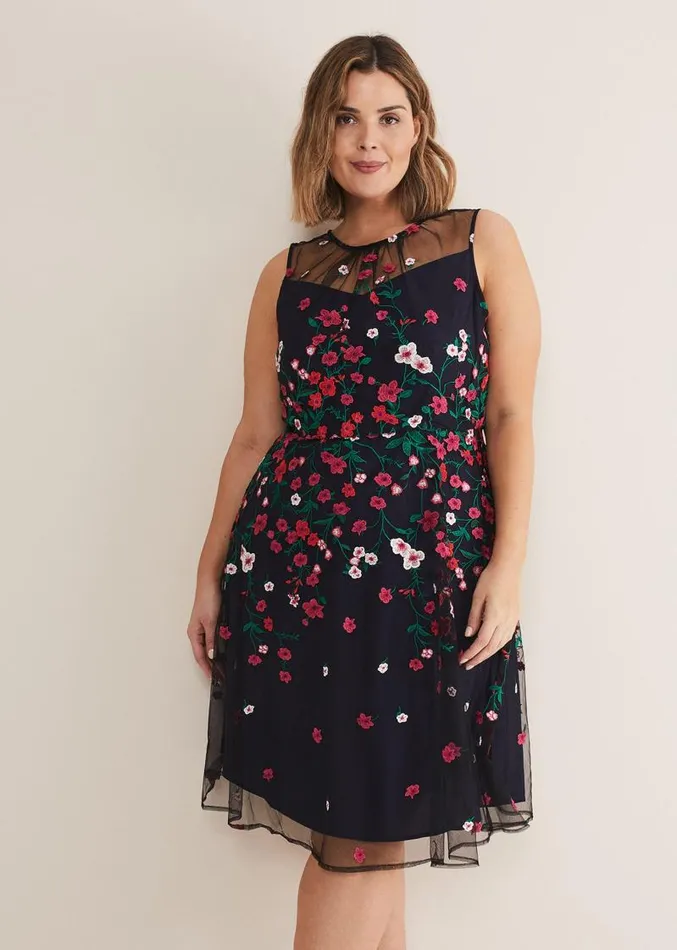 Sloane Mesh Ditsy Floral Dress Navymulti Women Phase Eight Dresses