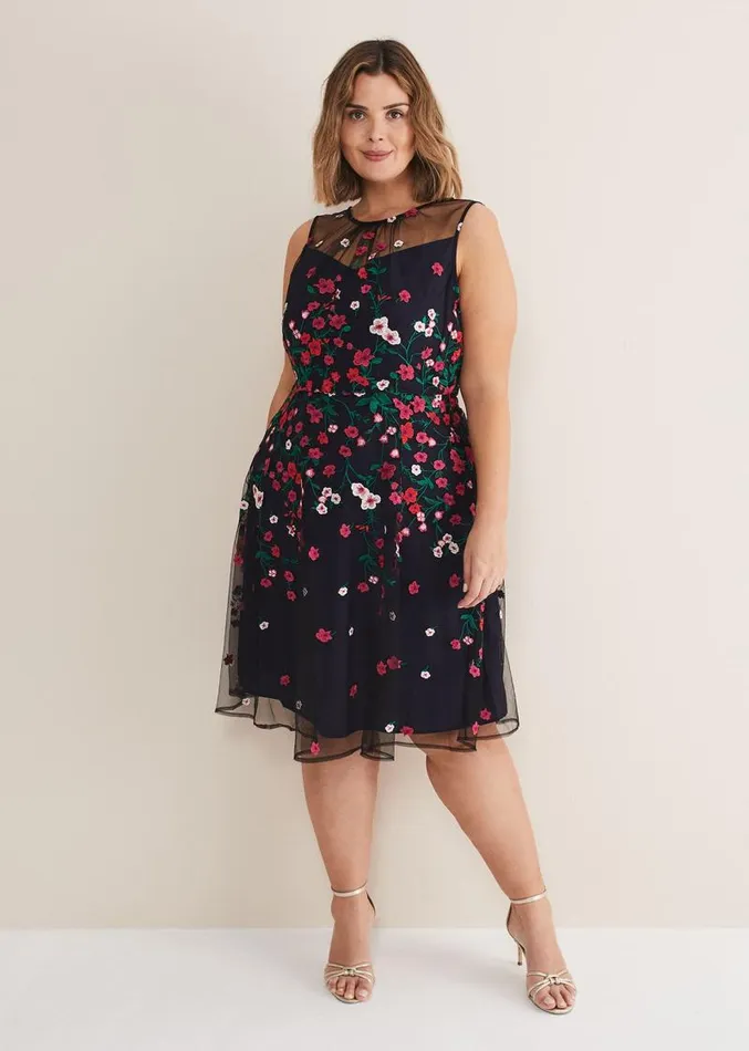 Sloane Mesh Ditsy Floral Dress Navymulti Women Phase Eight Dresses