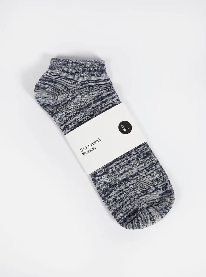 Socks Men Universal Works Universal Works Ankle Slub Sock In Navy Slub Knit