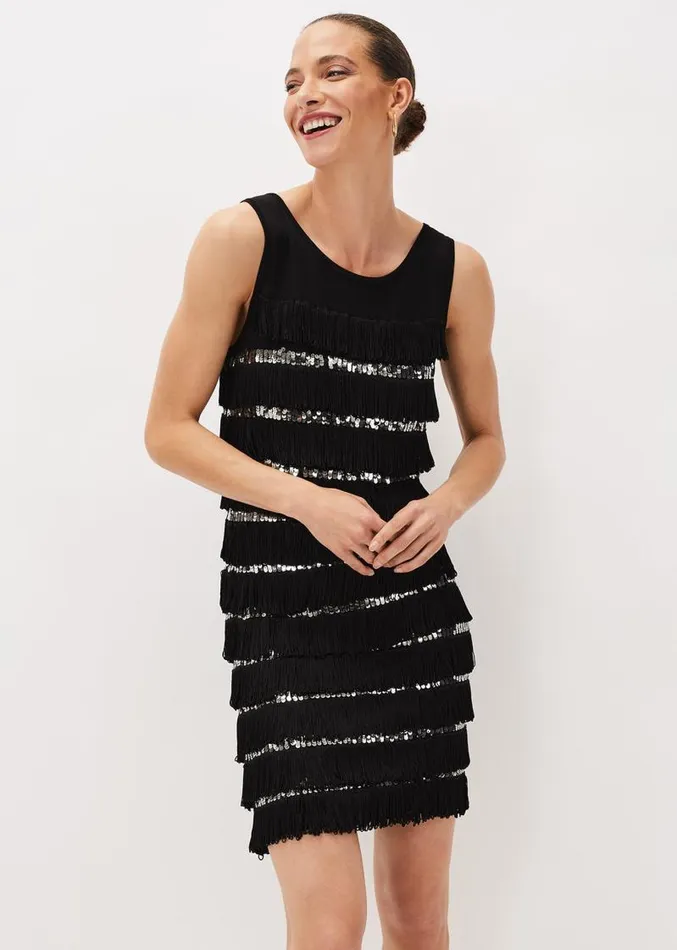 Sofianne Sequin Fringe Dress Black Women Phase Eight Dresses