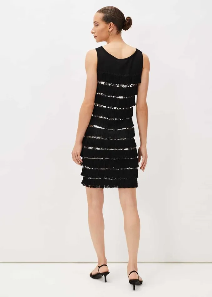 Sofianne Sequin Fringe Dress Black Women Phase Eight Dresses