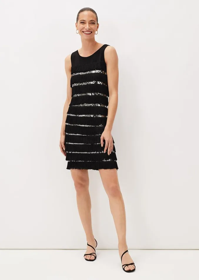 Sofianne Sequin Fringe Dress Black Women Phase Eight Dresses