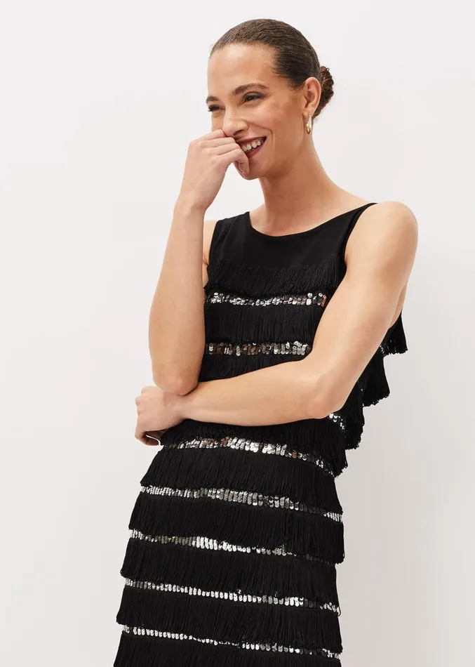 Sofianne Sequin Fringe Dress Black Women Phase Eight Dresses