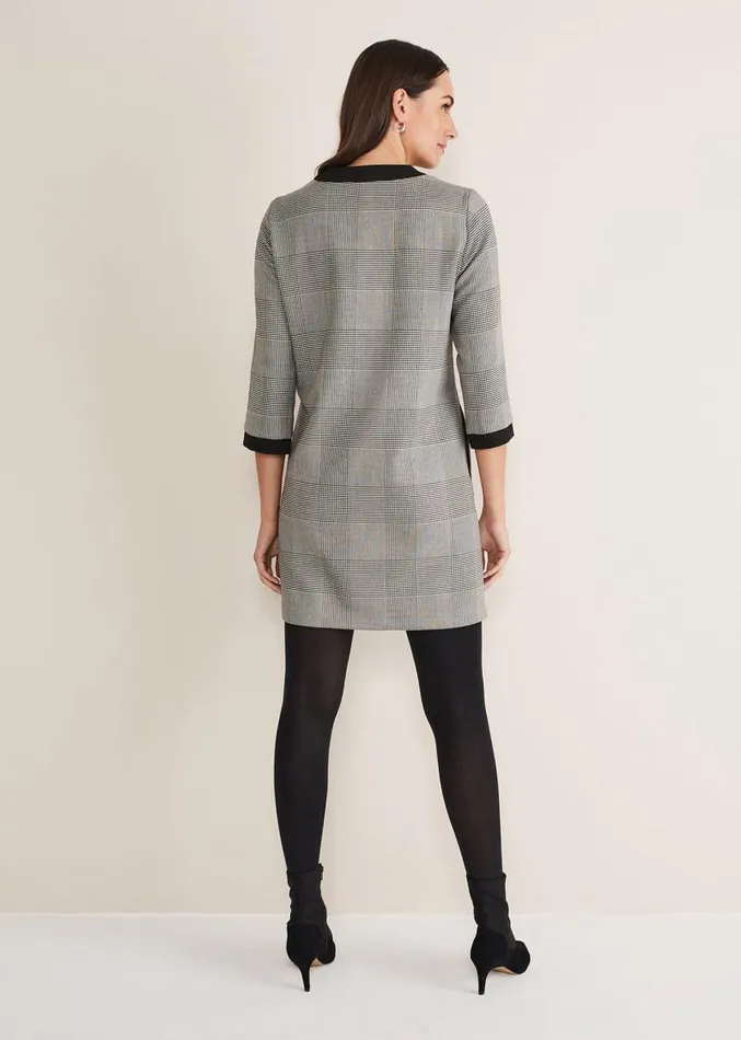 Soraya Check Midi Dress Blackwhite Women Phase Eight Dresses