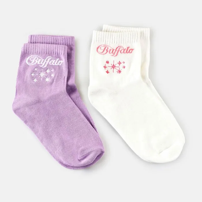 Star Embroidery 2 Pack Lilac Buffalo Socks
