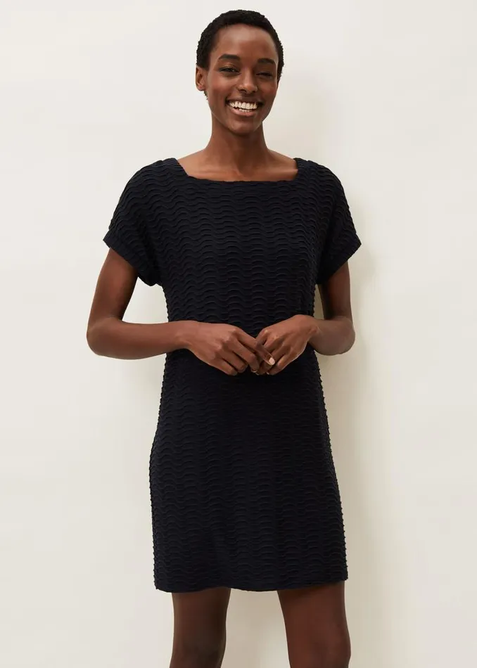 Starla Textured Tunic Dress Navy Women Phase Eight Dresses