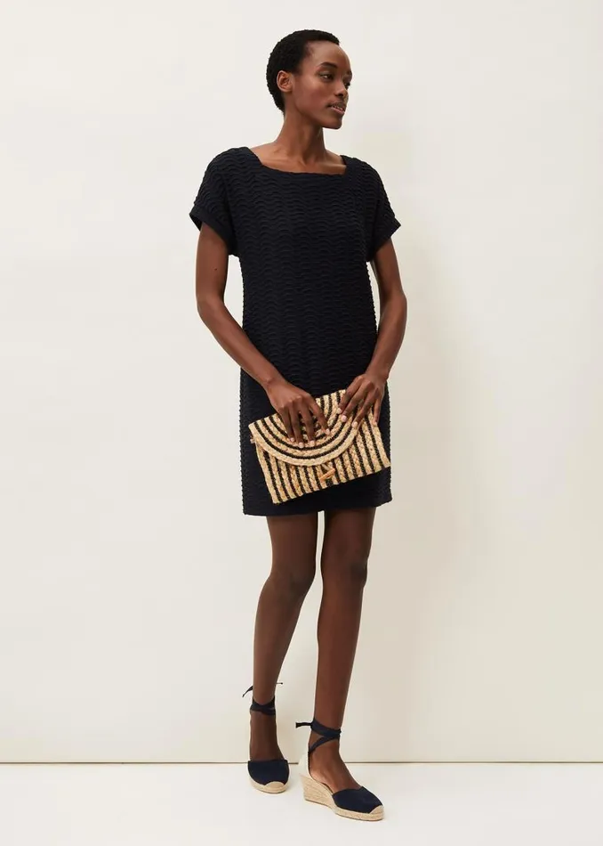Starla Textured Tunic Dress Navy Women Phase Eight Dresses