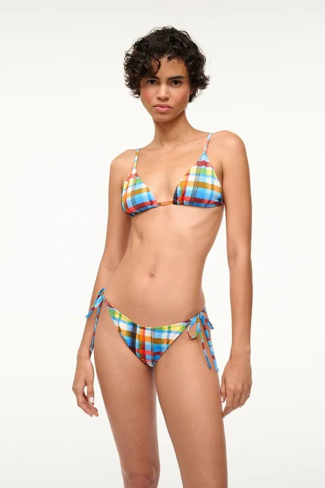 STAUD Bikinis Women STAUD ALEXIS TRIANGLE TOP MADRAS PLAID