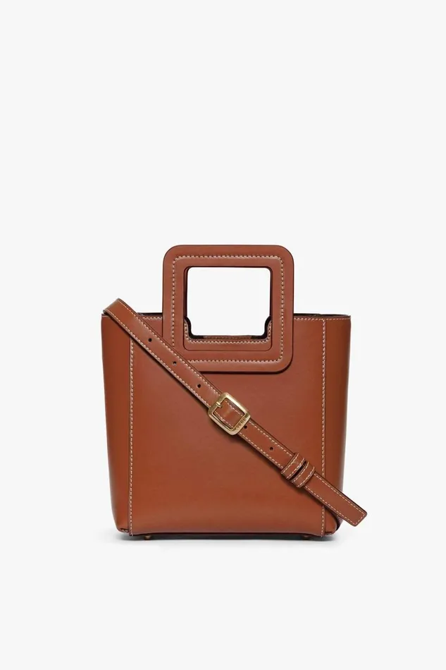 STAUD Crossbody Women STAUD MINI SHIRLEY LEATHER BAG SADDLE
