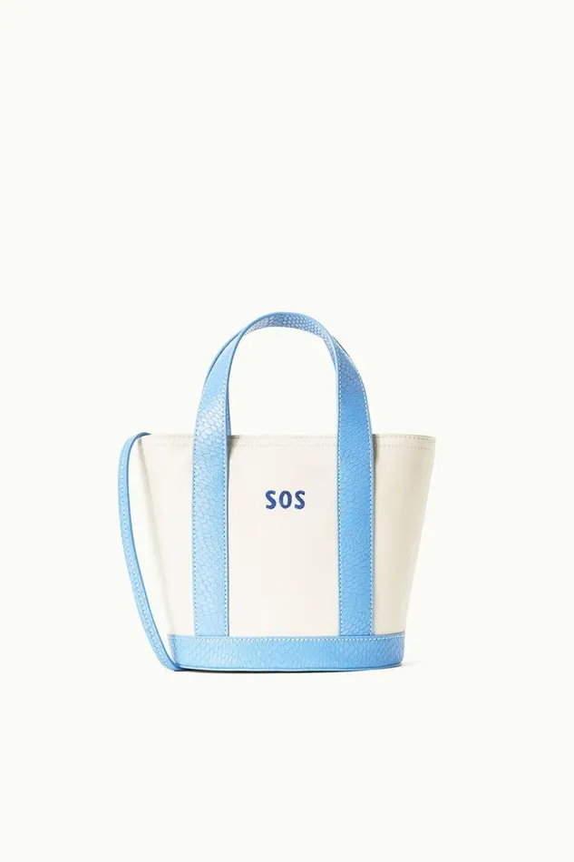 STAUD Custom Handbags Women STAUD CUSTOM MONOGRAM ALLORA MINI TOTE CREAM STAUD BLUE