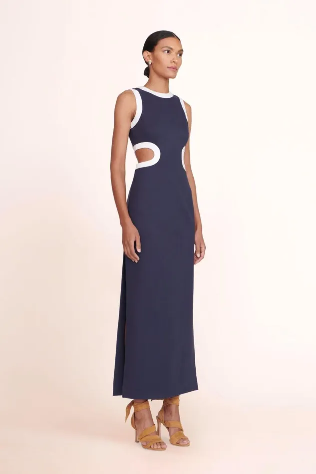 STAUD Dresses Women DOLCE DRESS NAVY WHITE STAUD Dresses Women DOLCE DRESS NAVY WHITE