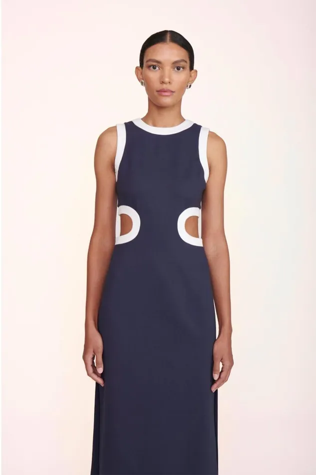STAUD Dresses Women DOLCE DRESS NAVY WHITE STAUD Dresses Women DOLCE DRESS NAVY WHITE