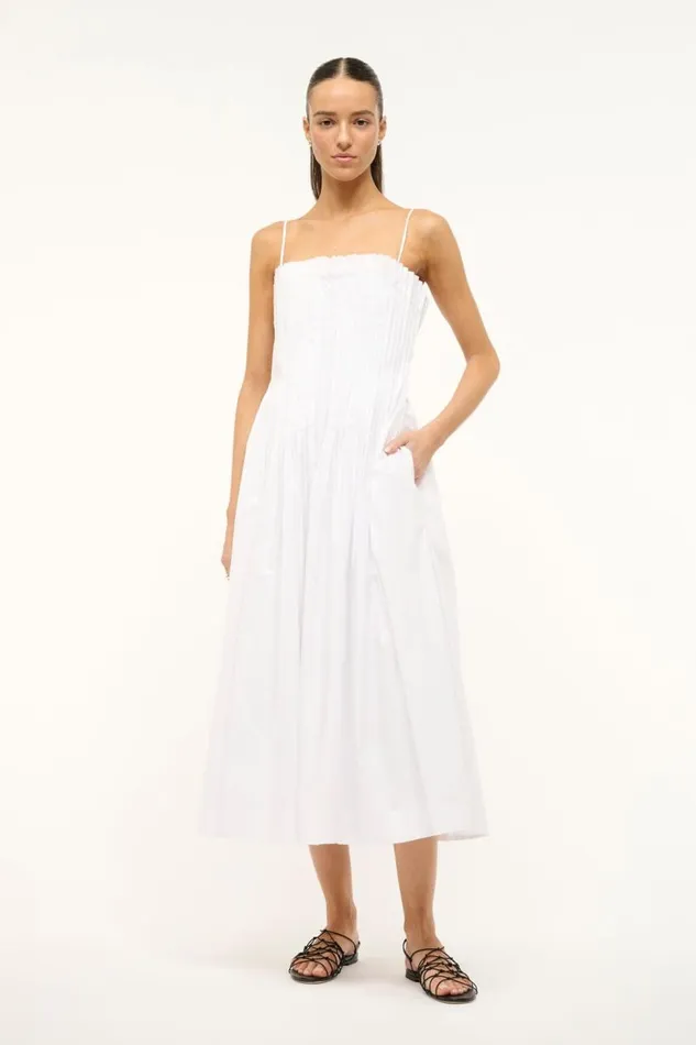 STAUD Dresses Women STAUD MIDI BELLA DRESS WHITE