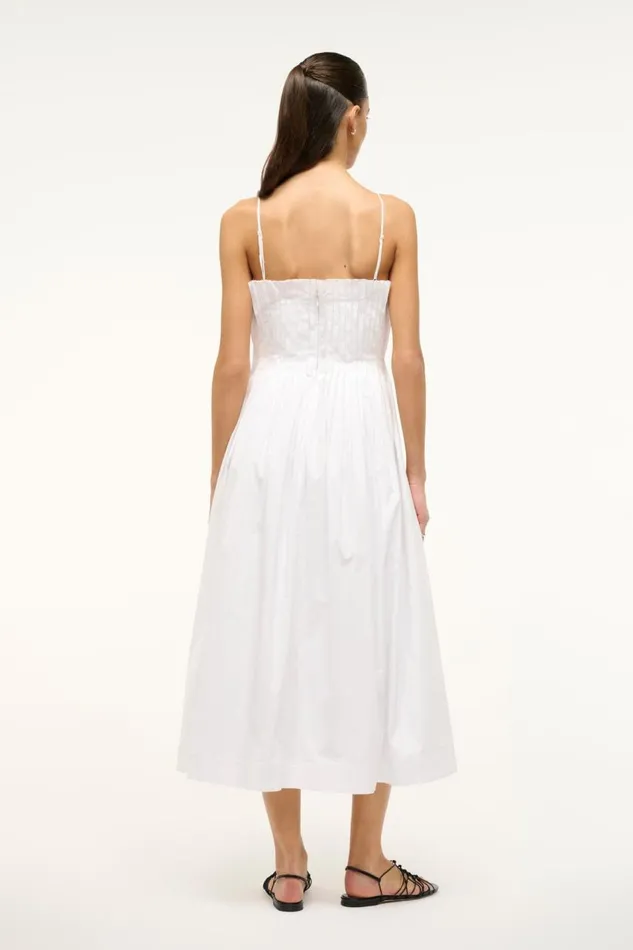 STAUD Dresses Women STAUD MIDI BELLA DRESS WHITE STAUD Dresses Women STAUD MIDI BELLA DRESS WHITE