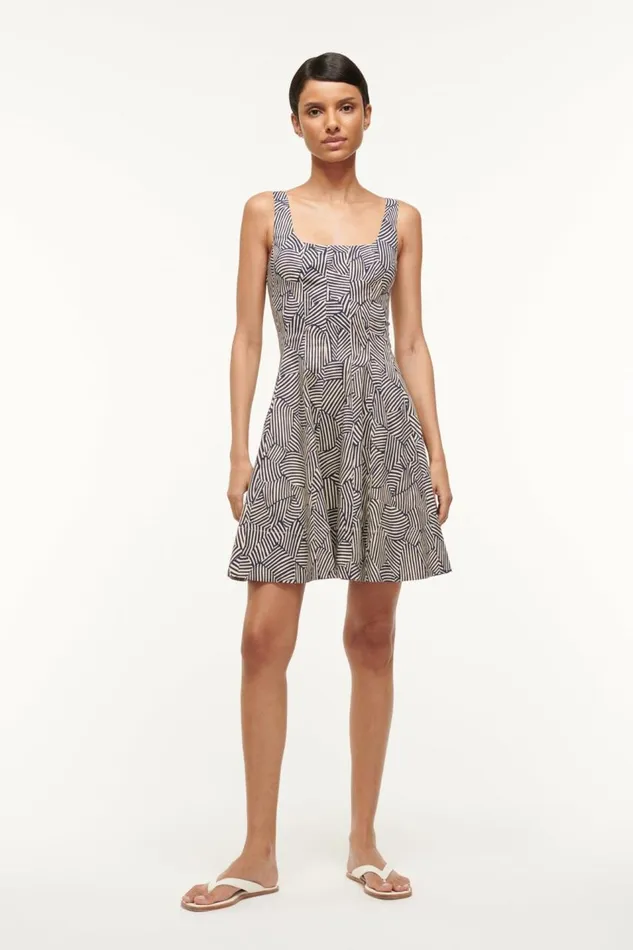 STAUD Dresses Women STAUD MINI WELLS DRESS NAVY MOSAIC