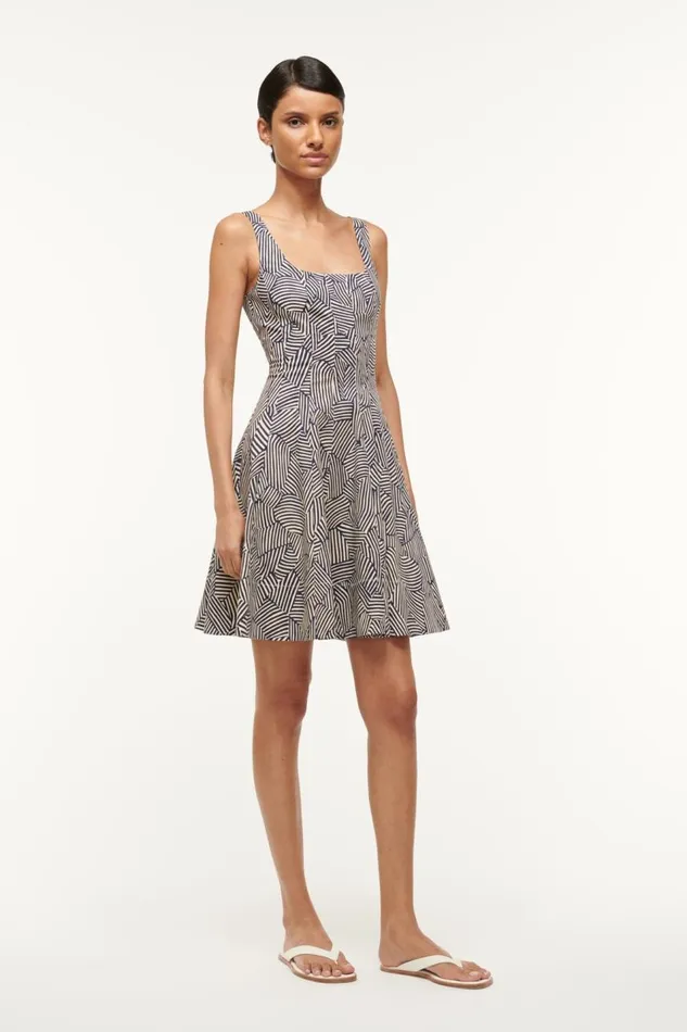 STAUD Dresses Women STAUD MINI WELLS DRESS NAVY MOSAIC STAUD Dresses Women STAUD MINI WELLS DRESS NAVY MOSAIC