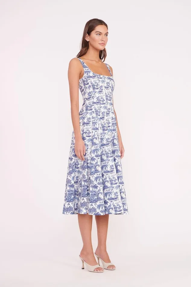 STAUD Dresses Women STAUD WELLS DRESS CHINA BLUE TOILE STAUD Dresses Women STAUD WELLS DRESS CHINA BLUE TOILE