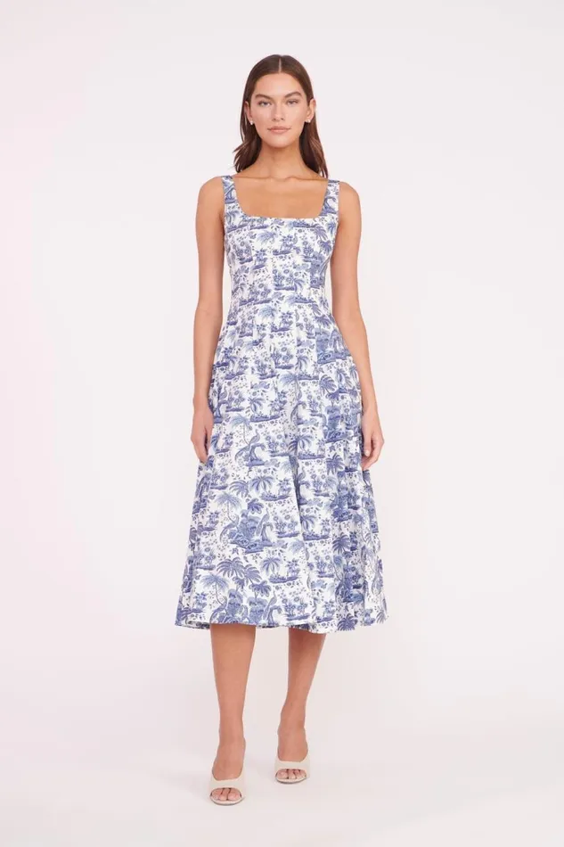 STAUD Dresses Women STAUD WELLS DRESS CHINA BLUE TOILE STAUD Dresses Women STAUD WELLS DRESS CHINA BLUE TOILE