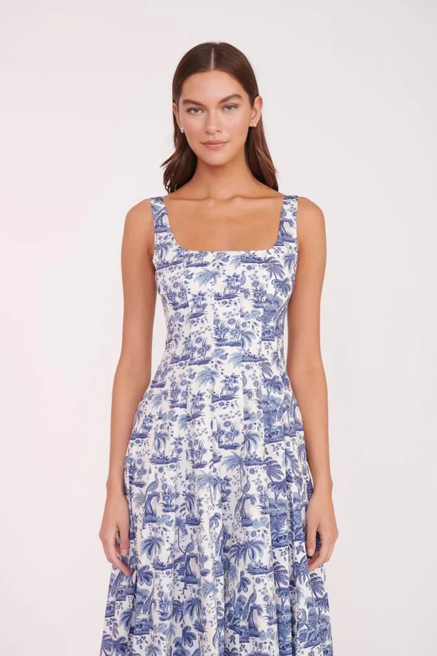 STAUD Dresses Women STAUD WELLS DRESS CHINA BLUE TOILE STAUD Dresses Women STAUD WELLS DRESS CHINA BLUE TOILE